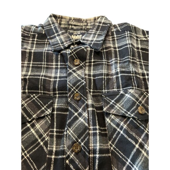 Levis Men's Plaid Heavyweight Flannel Shacket Grey & White L/G Pockets - Picture 2 of 8